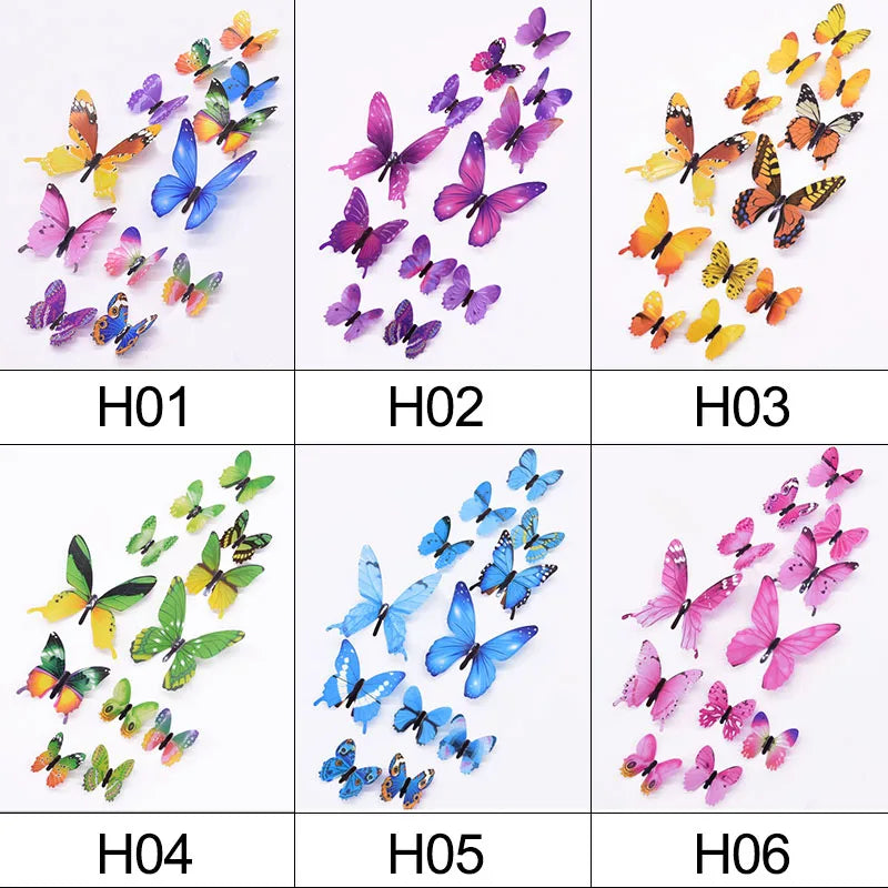 12pcs Luminous 3D Butterfly Wall Sticker for Kids Bedroom Home Living Room Fridge Wall Decal Glow in Dark Wallpaper Decoration
