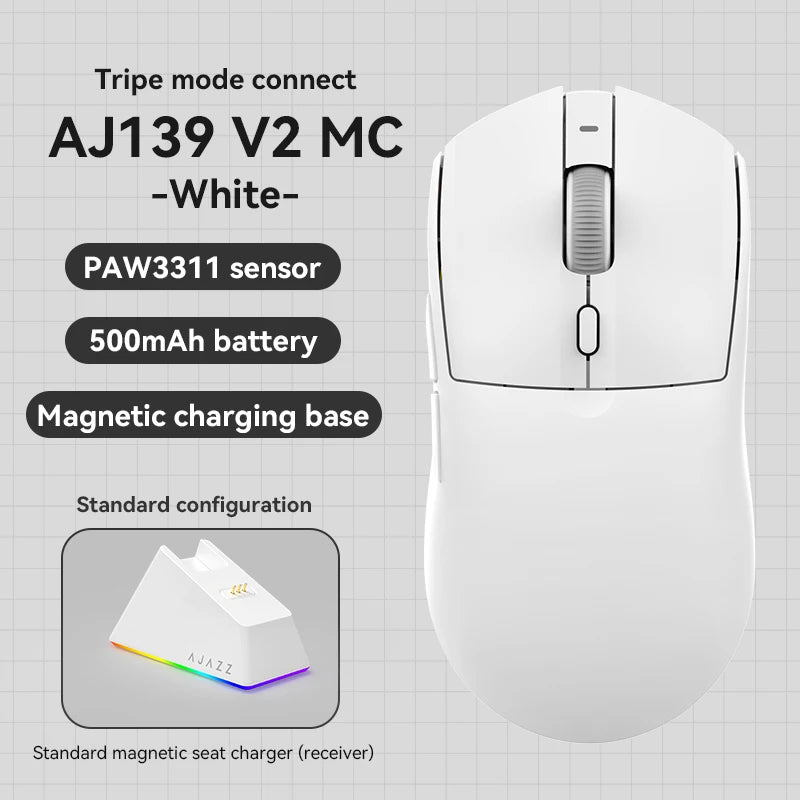 AJAZZ AJ139 V2 MC Magnetic Wireless Mouse, Ergonomic & Lightweight, for PC Gaming and Office Use, PAW3395 Sensor