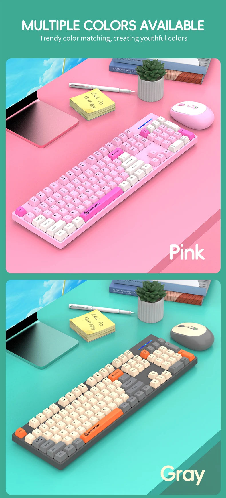 Shipadoo Gaming Wireless Keyboard and Mouse Combo Set,Computer Wireless Laptop Desktop Office PC Accessories Free Wireless Mouse