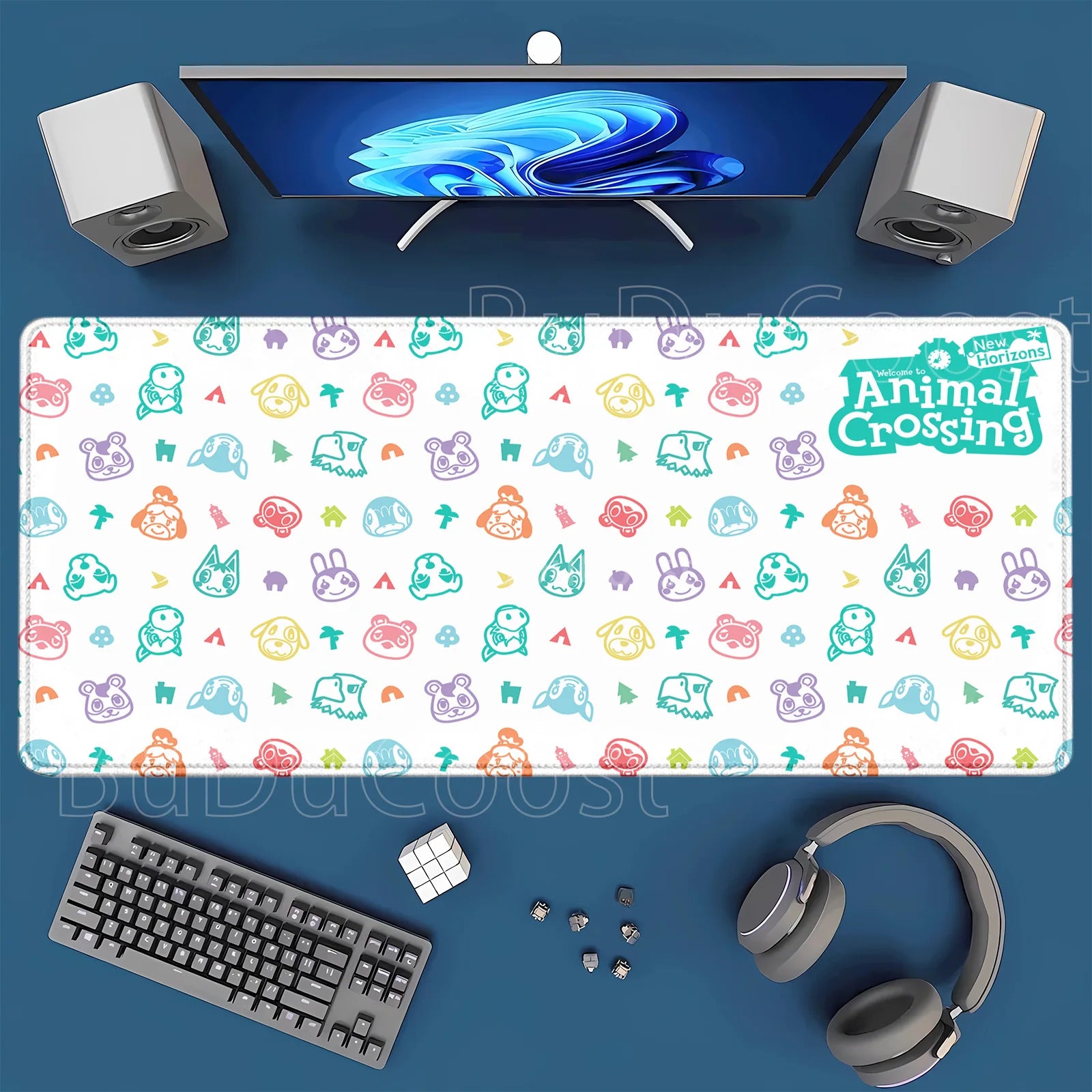 Large Kawaii Mouse Pad Non-Slip Gaming Cute Cartoon A-Animals Laptop Gamer Crossing Mousepad HD Printing XXL 400x900mm Desk Mat