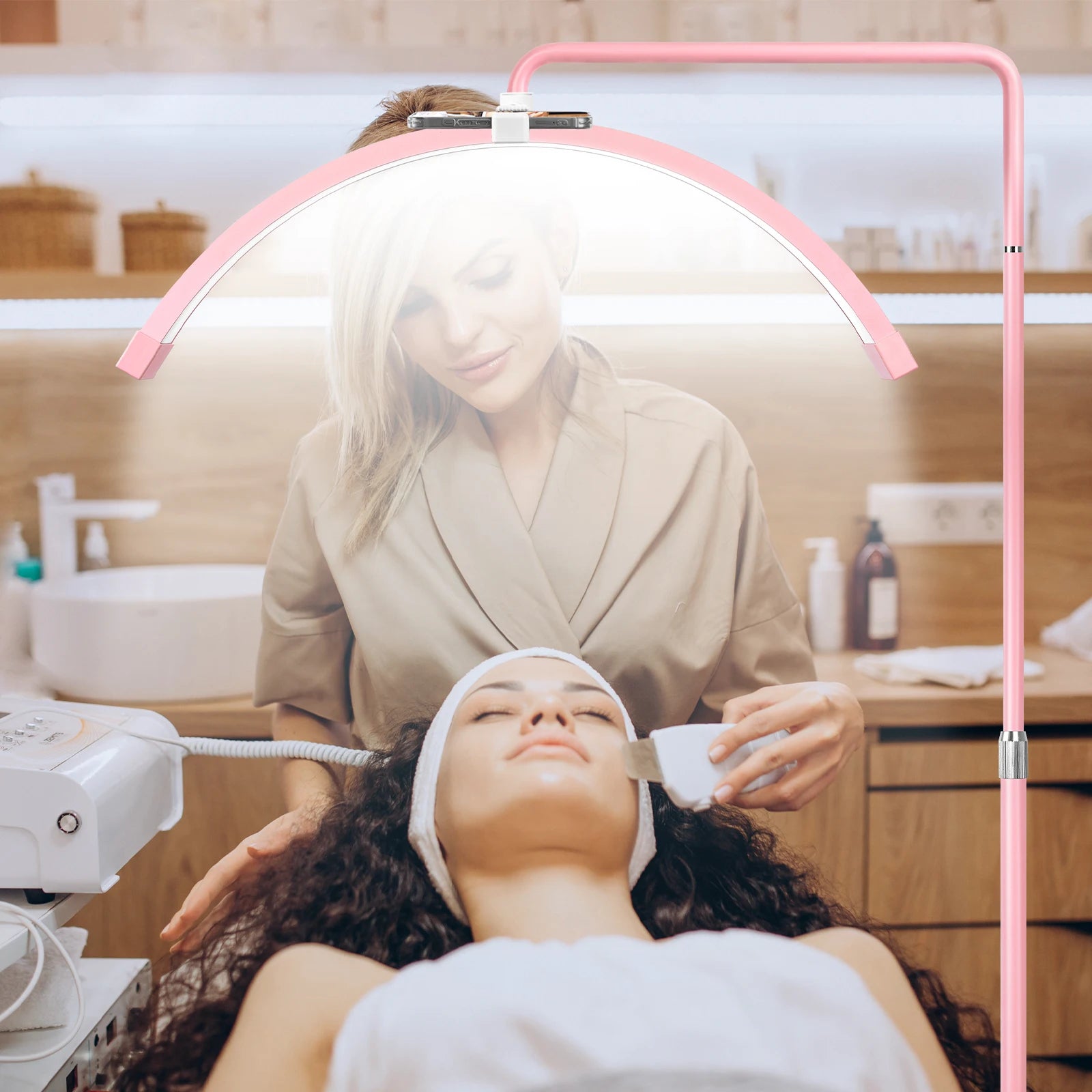 FOSOTO FT-Y9 28 Inch Led Lash Light Half-Moon Shaped Fill Lamp Light With Lamp Holder For Tattoo Beauty Salon Eyelash Haircut