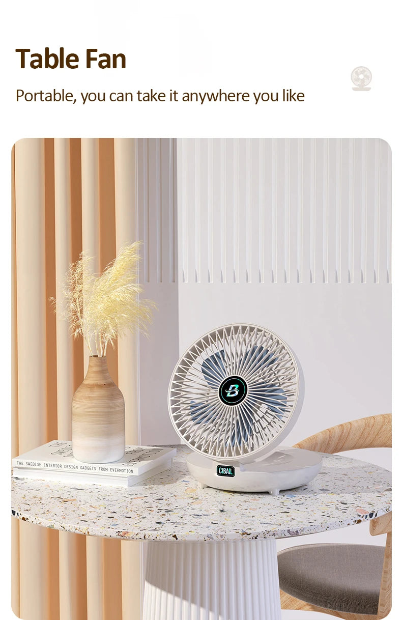 2024 Best Sellers 2IN1 Folding Desktop Fan Portable Air Conditioner Wall Mounted Fan Rechargeable With 3 Gears for Home Office