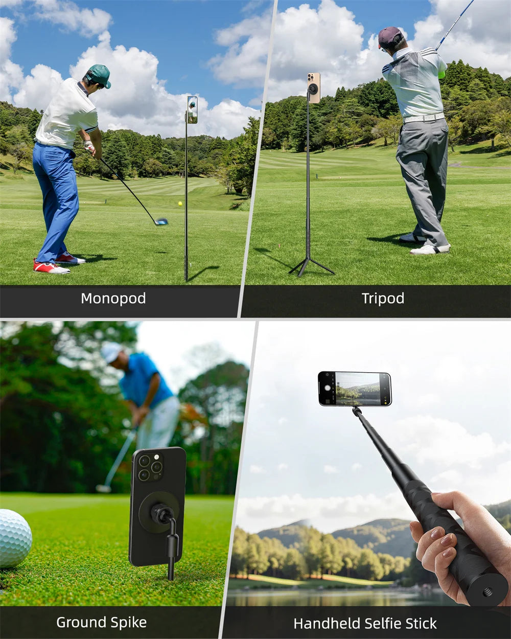 Golf BallHead Mobile Phone Magnetic Stand Outdoor Swing Fishing Insertion Photography Selfie Stick Hand Tools for Magsafe iPhone