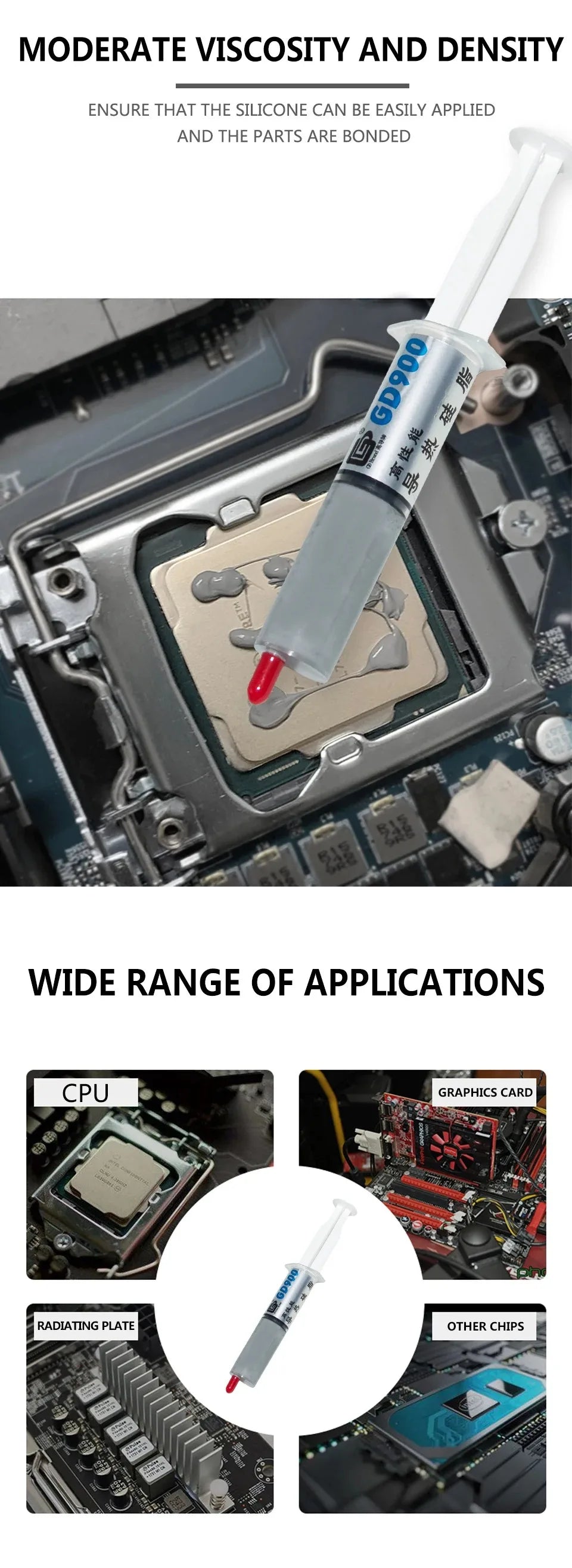 Coolcirc GD900 1g 7g 15g 30g Thermal Grease Paste Conductive High Performance Efficient heat 4.8W/M-K for CPU GPU