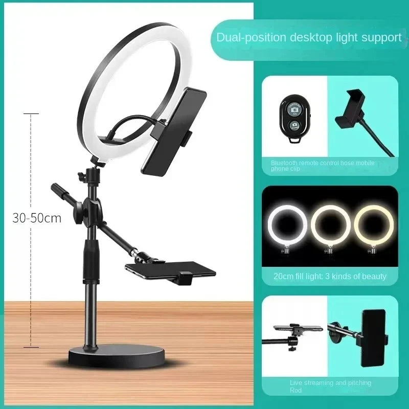 Smartphone Mobile Stand For Cell Phone Holder With LED Ring Light Grip And Beauty Enhancements For Professional Live Streaming