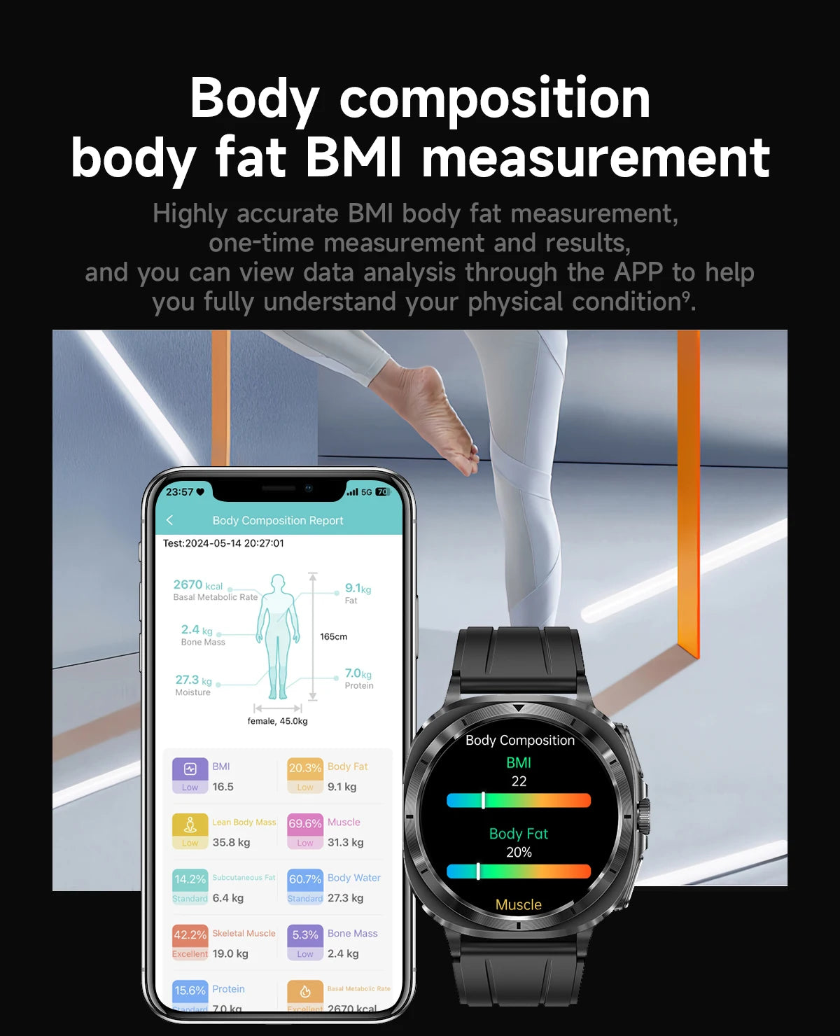 New Health Watch Uric Acid Blood Pressure Blood oxygen Body Analysis Body Fat SmartWatch ECG+PPG Bluetooth call Clock Women Men