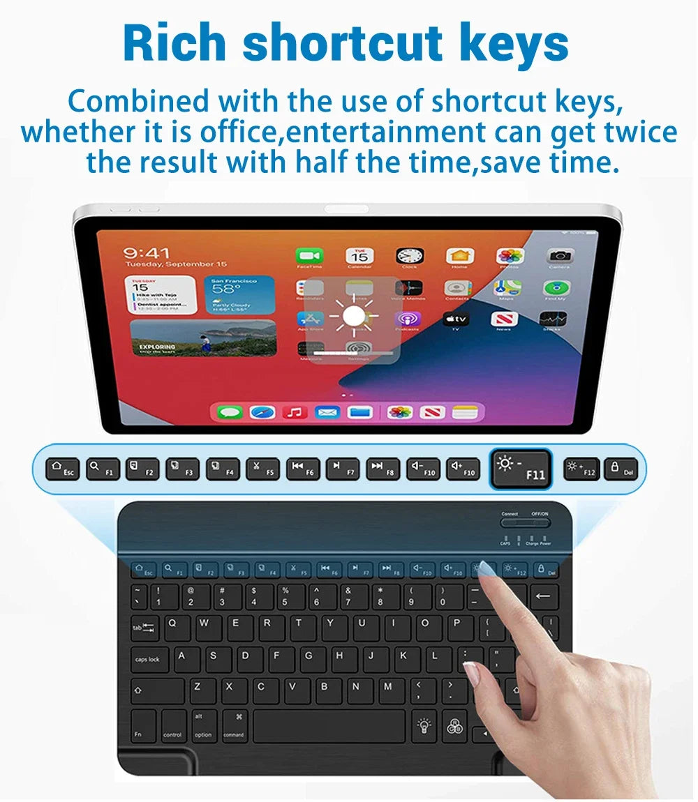 2026 Portable Bluetooth Backlit Keyboard For Xiaomi iPad / iOS Android Windows Tablet Phone Wireless Keyboard With Mouse Spanish