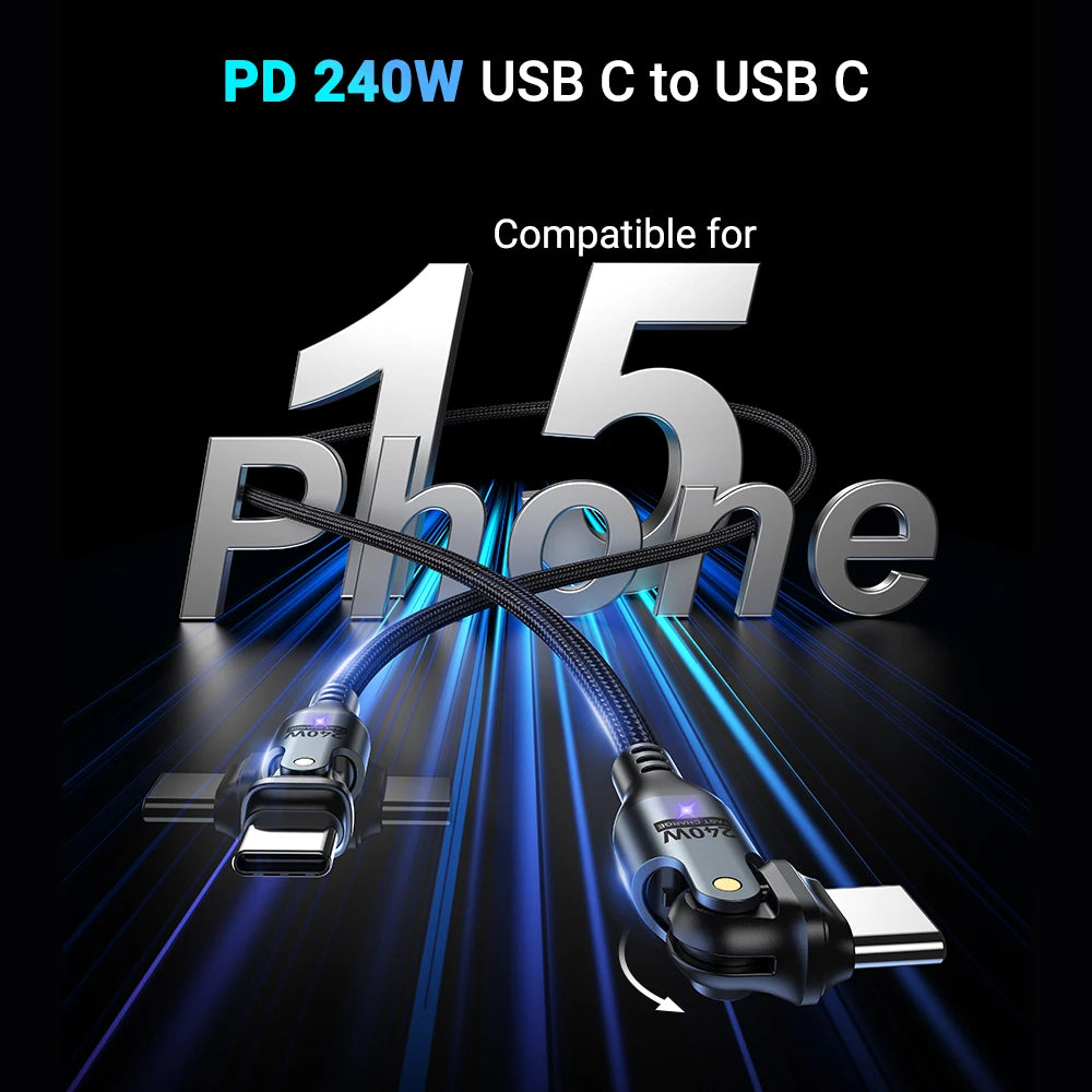 AUFU 240W USB C to USB Type C Cable for MacBook Pro Quick Charge 3.1 PD Fast Charging Cable for Samsung Xiaomi POCO Charge Cable