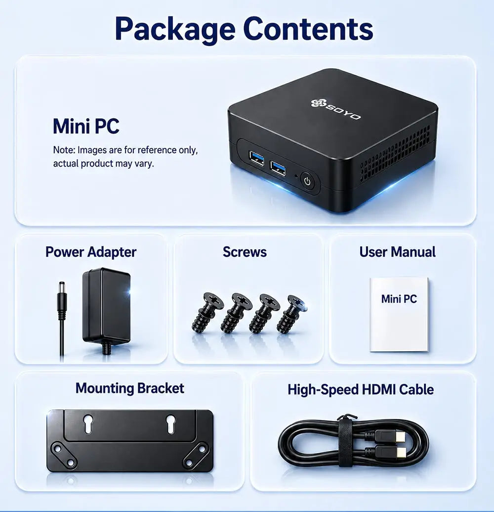 SOYO Mini PC Y5 PLUS Intel I7 4th Gen 8GB RAM 128GB Y5 Air I5 4th GenWindows 11 Pro WiFi BT4.2 Office Desktop Computer HDMI*2 RJ45*1 USB3.0*4 3.3GHZ 4K 60fps Graphics