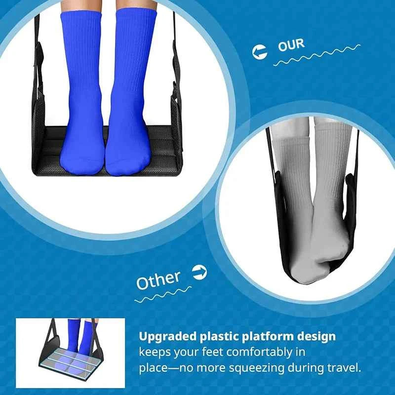 Portable Foot Hammock, Airplane Footrest ,Feet Rest with Adjustable Strap for Office Working, Plane Train Travel, Car