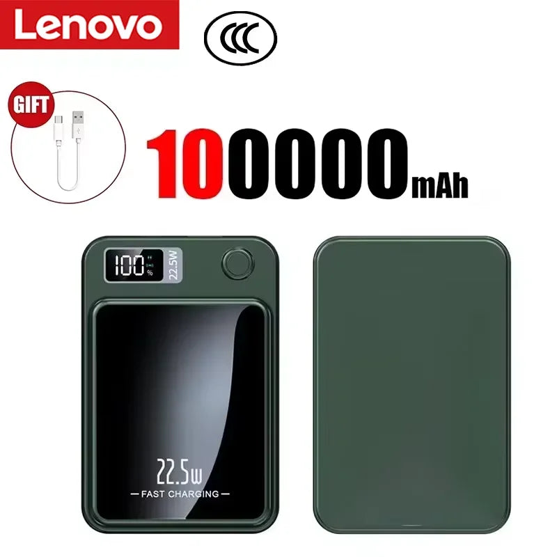 Lenovo New 500000mAh Magnetic Power Bank Fast Wireless Charging Portable Auxiliary Battery for MagSafe Samsung Huawei iPhone