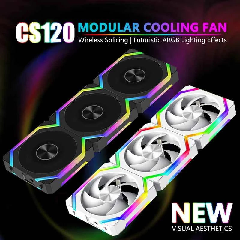 JUMPEAK CS120 ARGB Cooling Fan, 360mm/240mm, Modular Stackable Splicing PWM Silent RGB Fans For Gaming PC Case