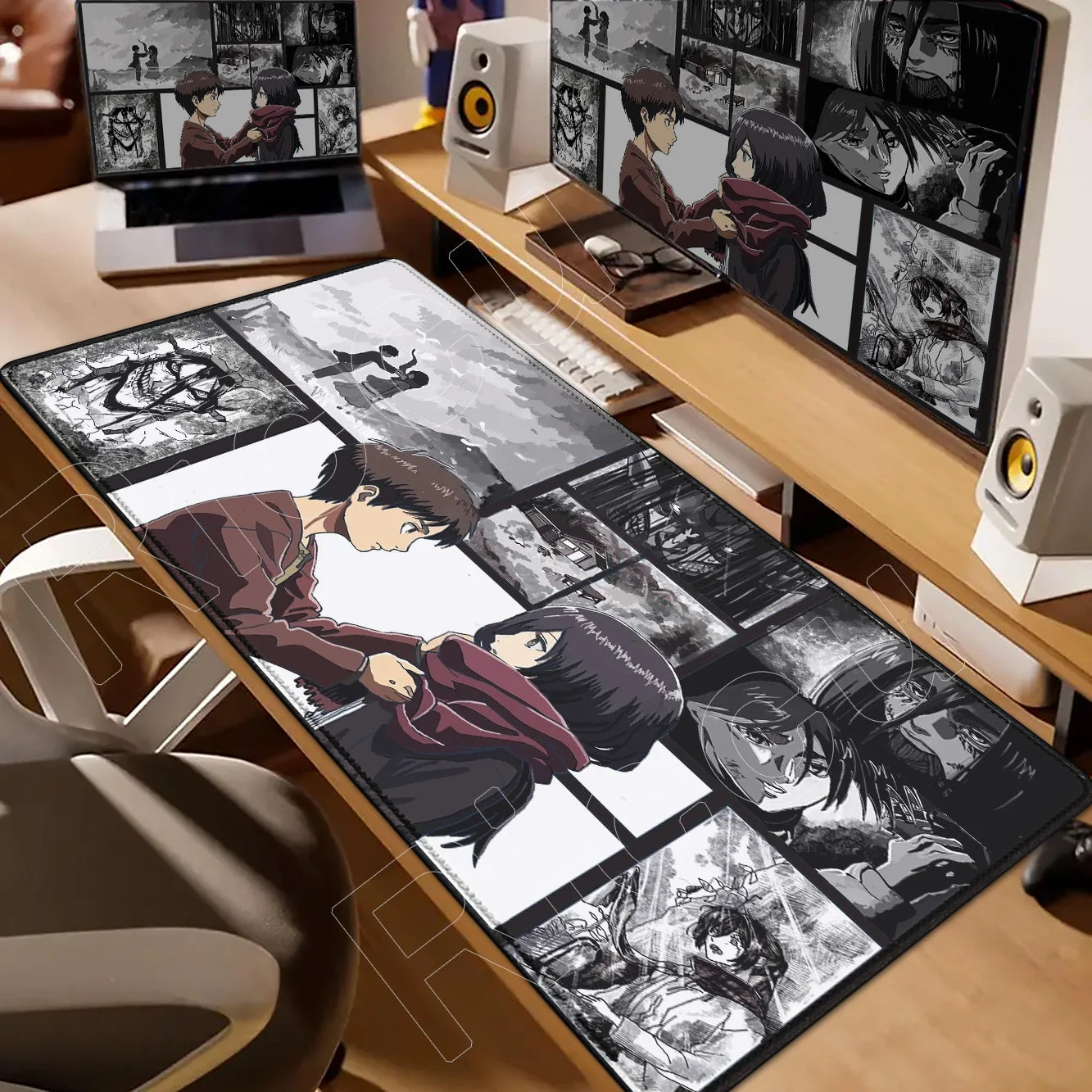 New HD Printing Attack on Titan Anime Desk Mat Large Lock Edge Mouse Pad Computer Mousepad Gaming Laptop Keyboard Mouse Mats Rug