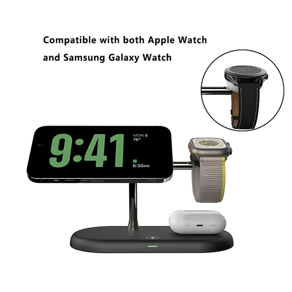 3 in 1 Wireless Charger Stand For iPhone 12/13/14/15/16/17 Fast Charging Station for Apple Watch 10 9 8 7 6 5 4 Airpods 2 3 Pro
