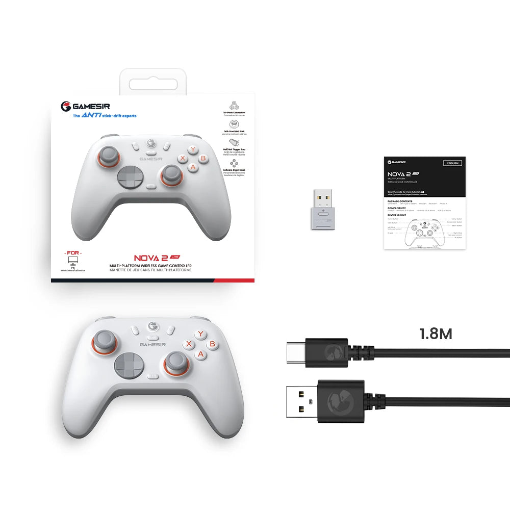 GameSir Nova Lite 2 Wireless Switch Controller Bluetooth Gamepad with Hall Effect for Nintendo Switch, iPhone, Android, PC