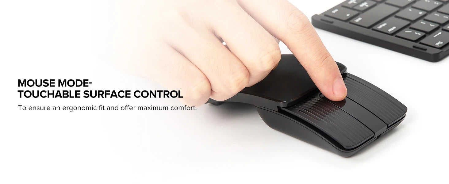 Delux Folding Keyboard Mouse Set Wireless Ultra Slim Portable Silent Kit Multi-Device Support For Windows Android IOS System