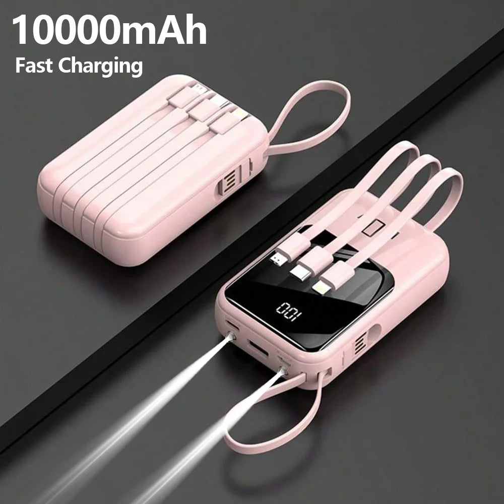 10000mAh Portable charger for phone, Power Bank Built-in 4 Cables and Flashlight ,PD22.5W Fast Charge USB C Battery Pack Compatible with IPhone and Sumsang Android,etc, Camping Travel Essentials