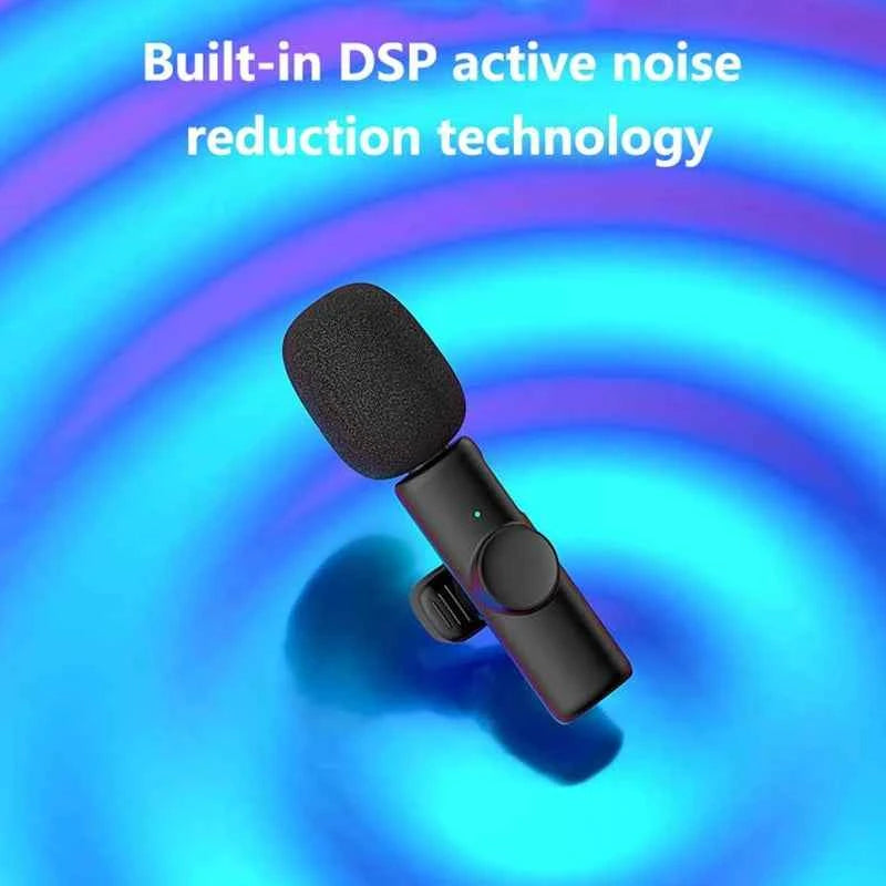 New Portable Wireless Lavalier Microphone Audio Video Recording Mini Microphone for iPhone Laptop Android Live Gaming Mic