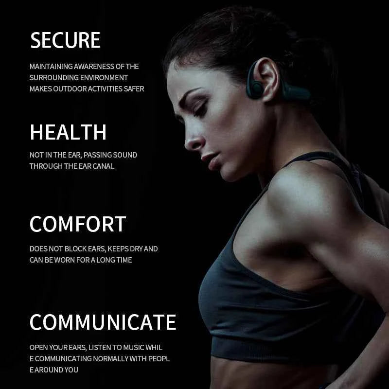 B8 True Bone Conduction Earphones Bluetooth 5.3 Sports Wireless Headphones Ear Hook IPX5 Waterproof Headset for Running Driving