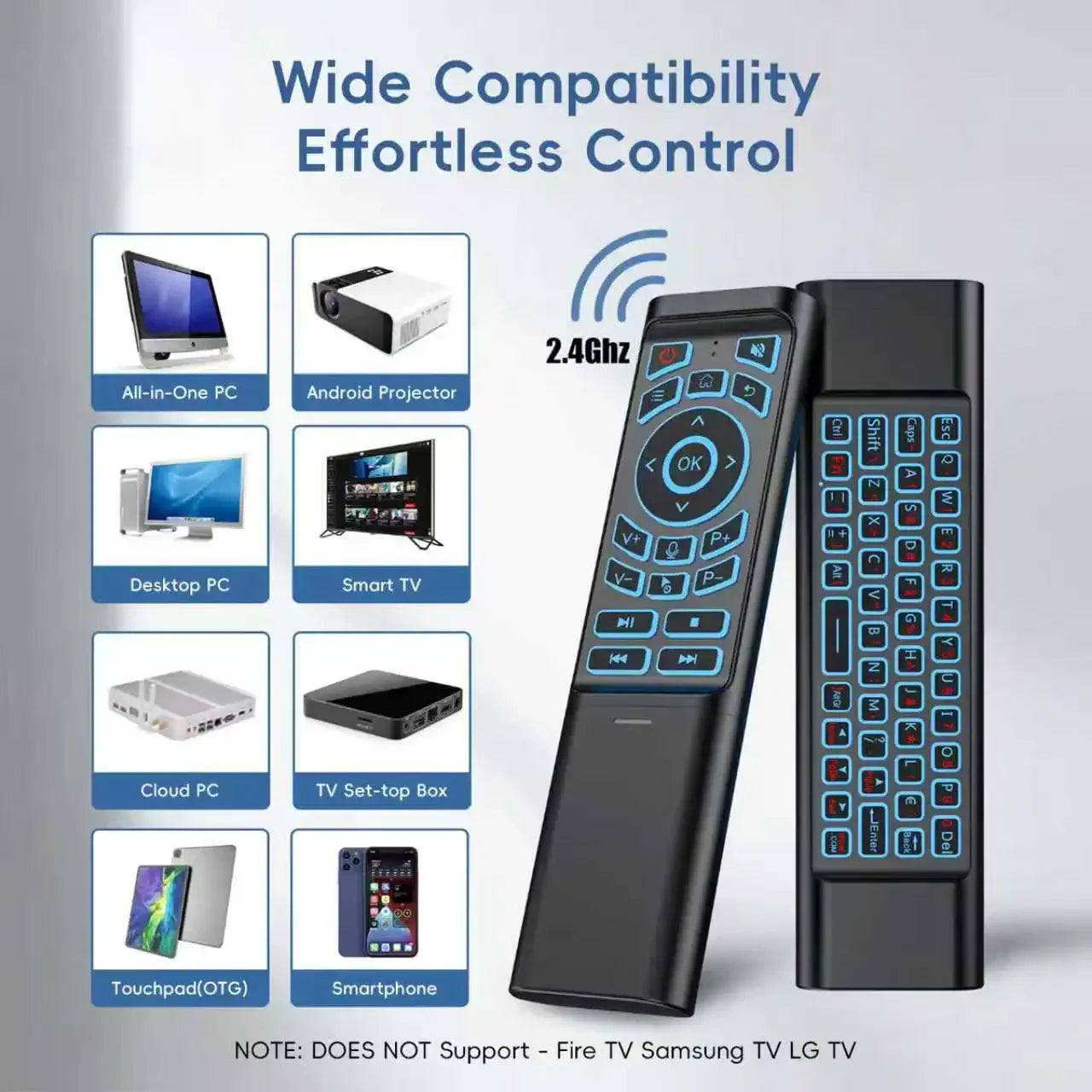 IPazzPort Mini 2.4G/BT Remote Wireless Air Mouse Keyboard