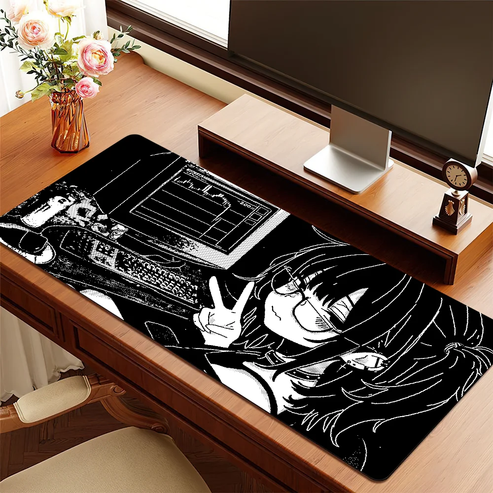 Y2K Anime Pixel Girl black white Mouse Pad Non-slip Thickened MousePad Student Cushion Large Writing Gaming Lockedge Office