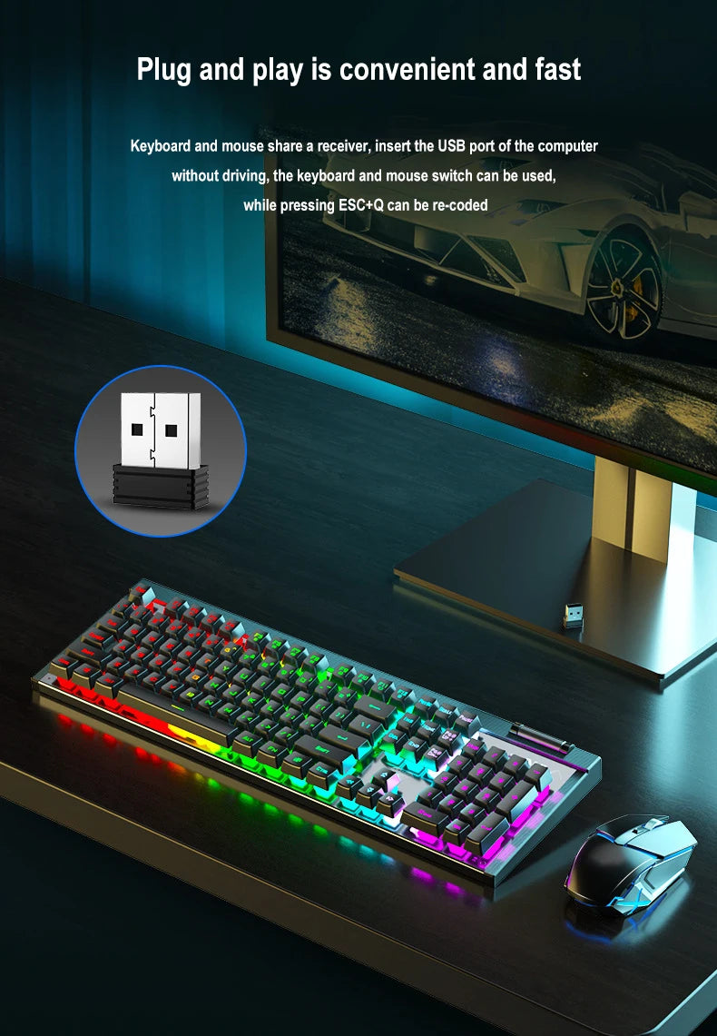 T610 Wireless Keyboard & Mouse Combo Rechargeable Notebook, Desktop Office, Home Gaming, E-sports Keyboard & Mouse