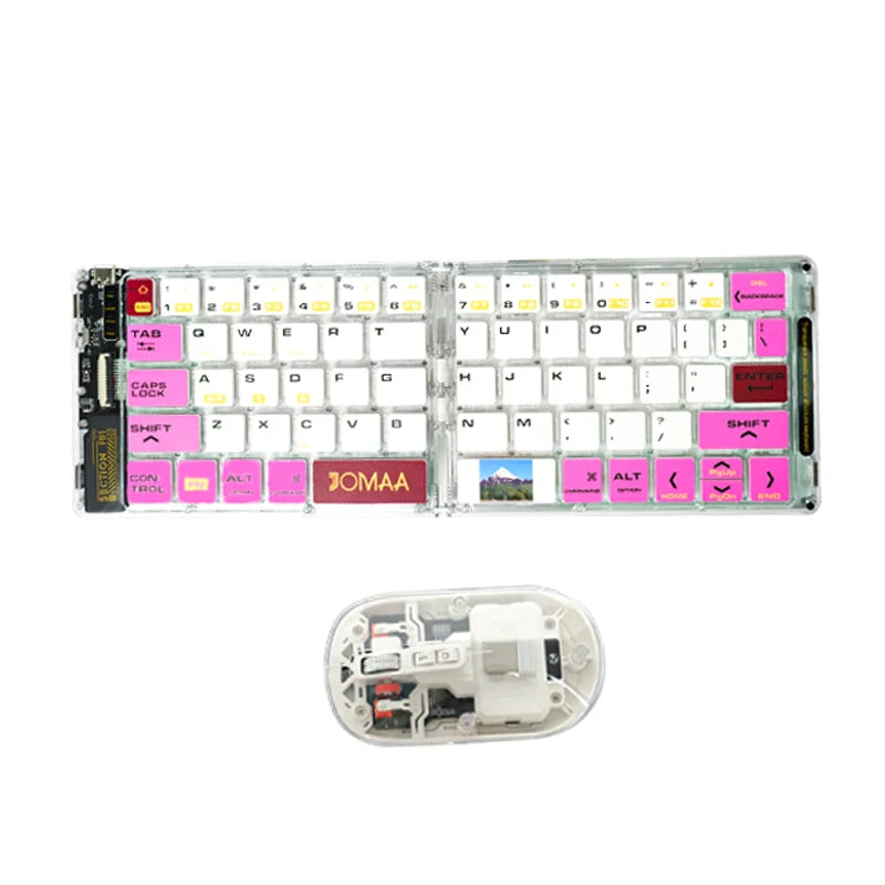 Wireless BT Foldable Keyboard and Mouse Combo,Ultra Slim, Rechargeable, Silent, Portable Travel Keyboard for Laptop,Tablet,Phone