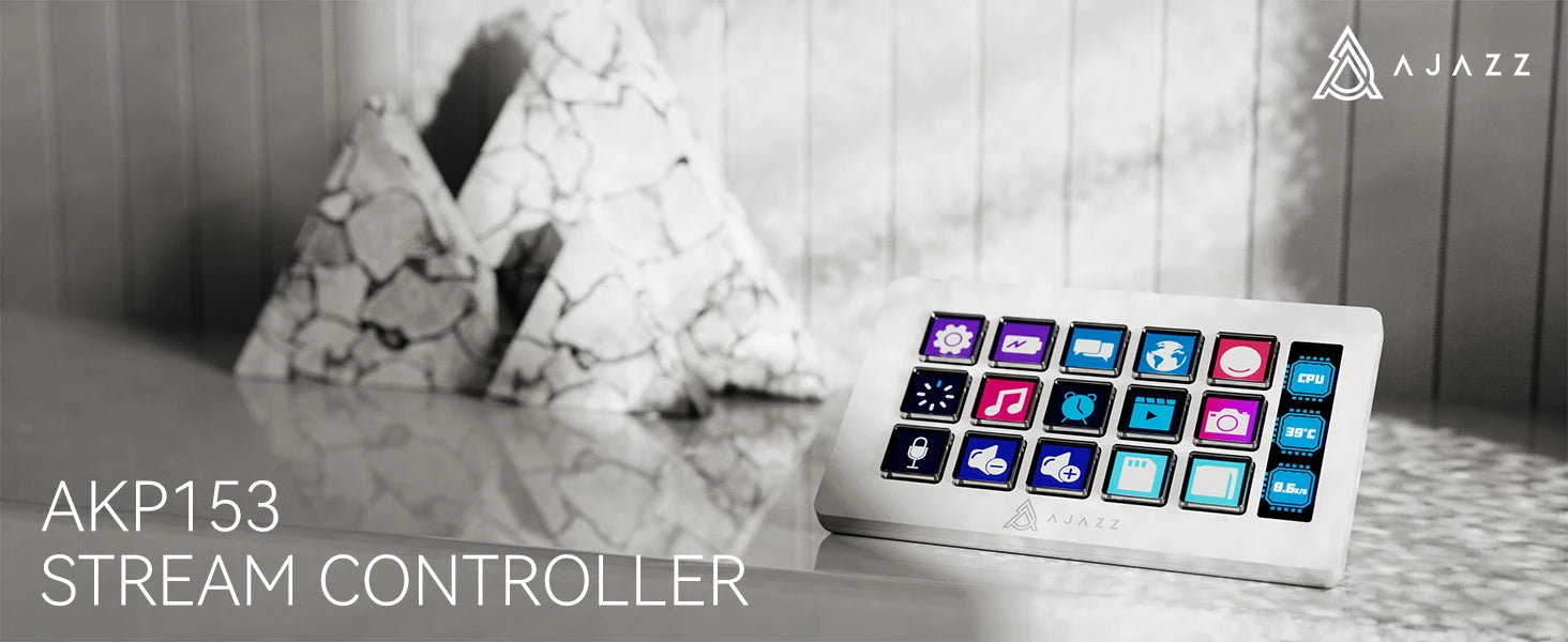 ATTACK SHARK x AJAZZ AKP153 STREAM DECK 15 Customisable Buttons Stream Deck With Versatile Side Screen