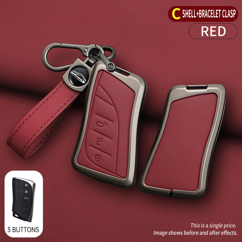 Car Zinc Alloy Leather Key Case Cover Chain For Lexus NX ES UX US RC LX IS 250h RX 350h LS 450h 260h 300h UX200 LM350H LM500H