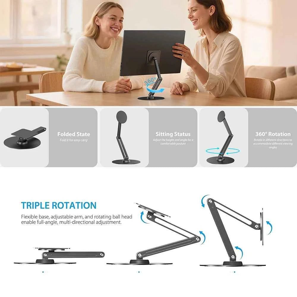UPERFECT Portable Magnetic VESA Mount for Monitor 360° Swivel Base Adjustable Stand Multi-Angle Holder Support 12