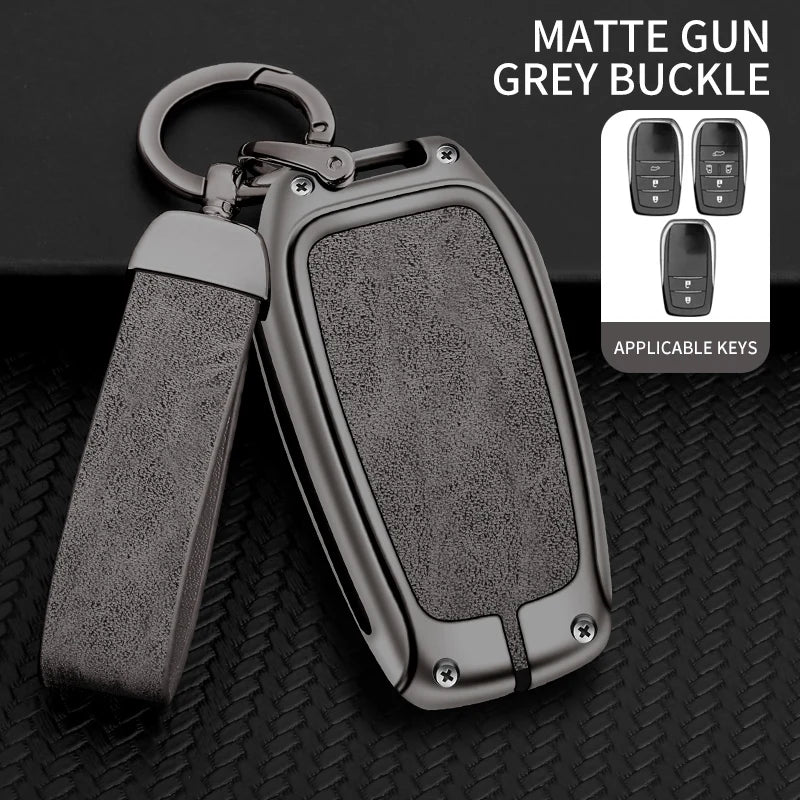 Zinc Alloy Leather Car Key Case Protective Case for Toyota CHR Hilux Fortuner Land Cruiser 200 Camry Corolla Crown RAV4 Highland
