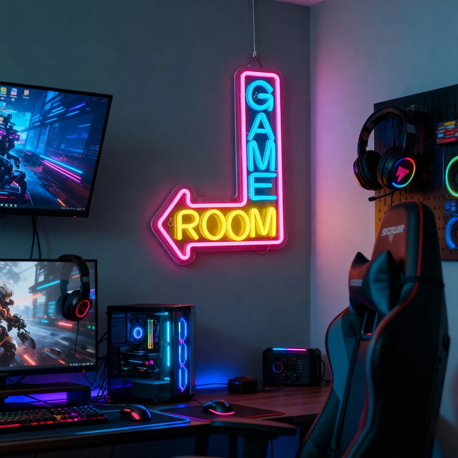 Game Neon Sign Gaming LED Neon Lights for Wall Decor USB Light Up Signs for Game Room Man Cave Teen Boy Bedroom Decorations Gift