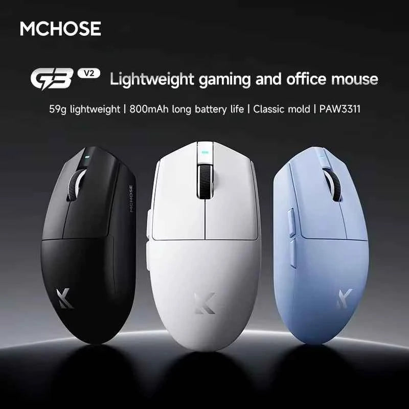 MCHOSE G3 V2 Pro Professional Game Three Mode Mouse PAW3395 26000DPI Polling Rate 59g Ultra Light Office Mouse 800mAh