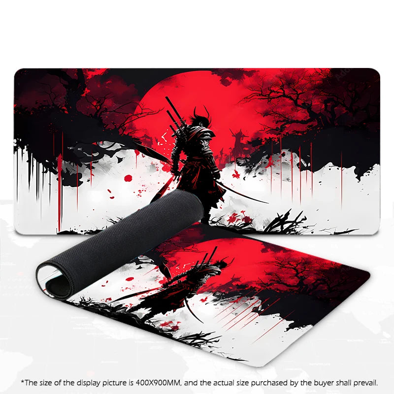 Samurai Warrior Mouse Pad Gamer Computer Accessories Keyboard Table Mat Black Mousepad Company Gaming Laptop Desk Accessory Pc - WinSupport Tech