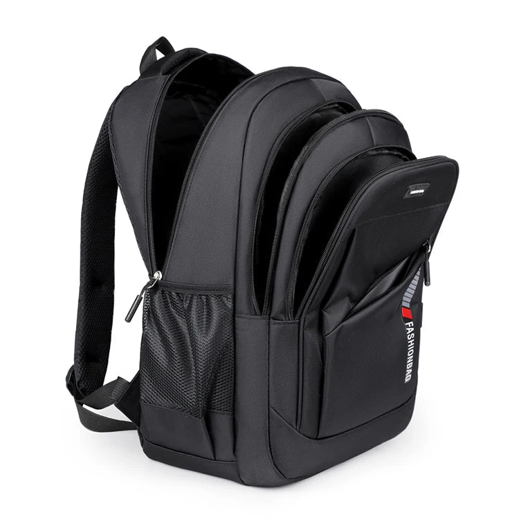 Men's large-capacity backpack, fashionable laptop bag, suitable for travel and business, equipped with secure zipper closure and