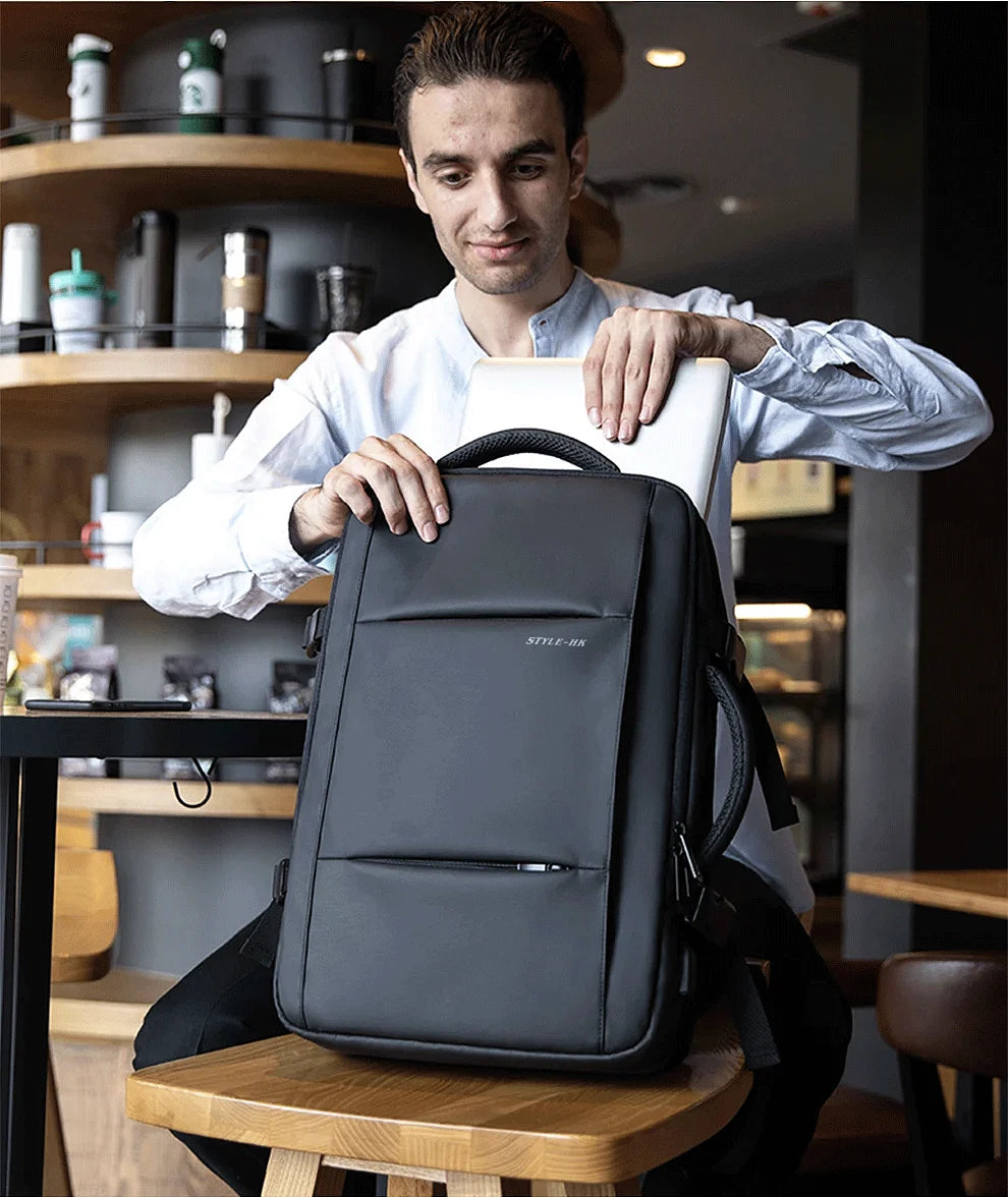 Heroic Knight Travel Laptop Backpack 15.6 Inch – Expandable Waterproof Business Backpack for Men, USB Charging Port, Large Capacity School & Work Bag