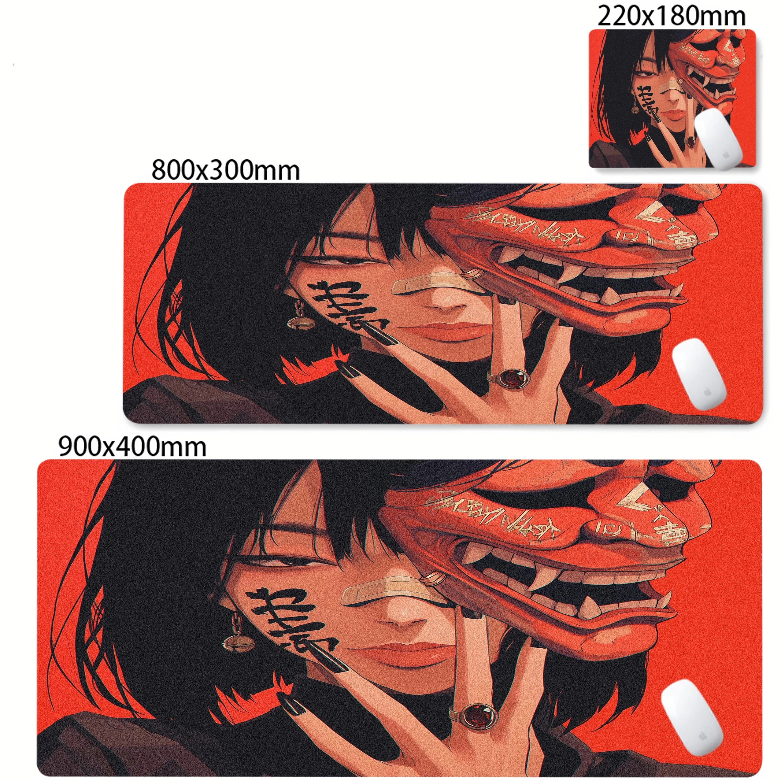 Mask Anime Girl Mouse Pad Large Computer Office Game Table Mats XXL Rubber Anti-slip Gaming Keyboard Mousepads Long Desk Pads
