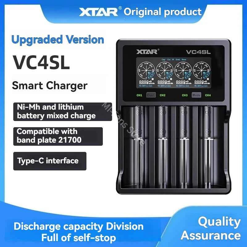 Original NEW XTAR VC4SL Battery Charger Type-C QC3.0 Fast Charge LCD Screen Display Ni-MH Li-ion 18650 AA/AAA Batteries Charger