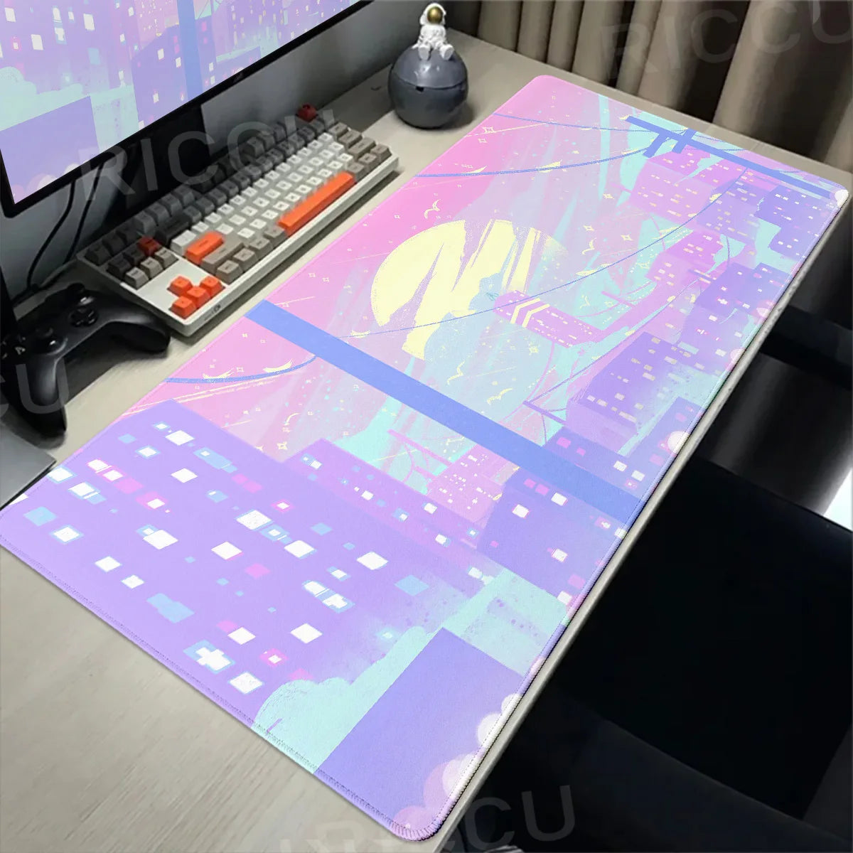 Pink Moon big Mousepad Anime Mouse Pads Gaming Mouse Pad Cartoon Non-Slip Deskmat Keyboard Mat Desk Protector Pc Accessories