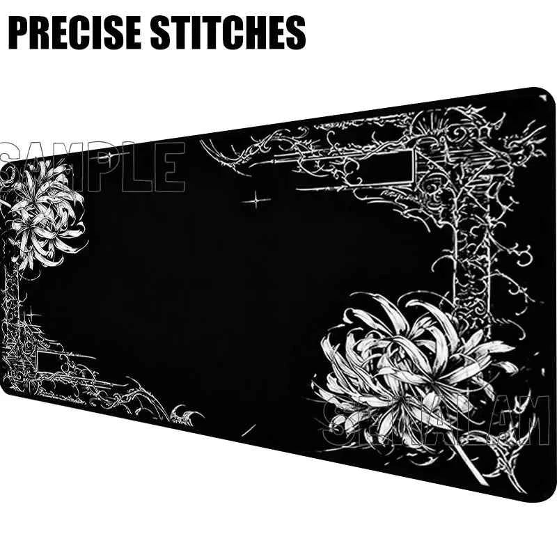 Black Lacework Art Large Gaming Mouse Pad Anti Slip Desk Mat Durable Stitched Edge Table For Laptop PC Gamer Game Accessories