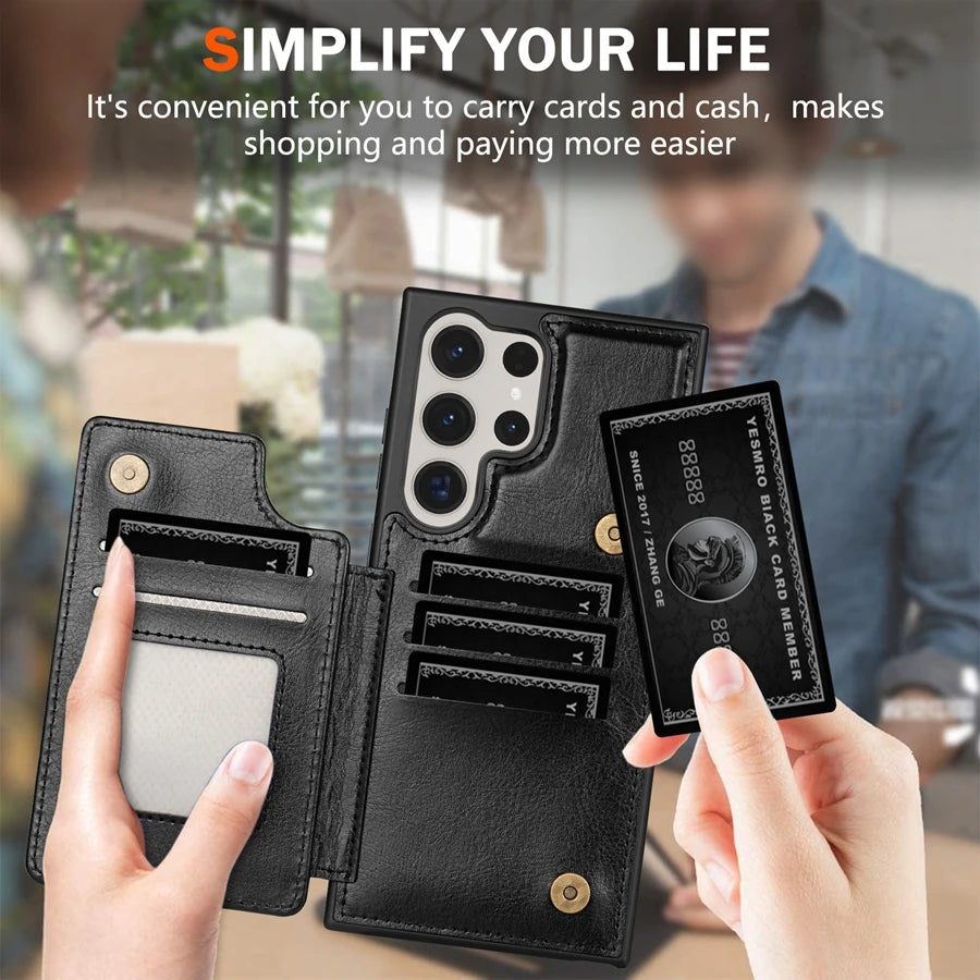 Wallet RFID Blocking Layer Protect Anti-Theft Magnetic Leather Case For Samsung Galaxy S26 Ultra S26 Plus S26 Cover