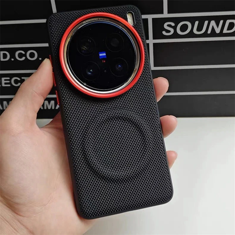 Magnetic Nylon Woven Case for Vivo X200/X200 Pro Mini/X200 Ultra/X300 Pro Matte Leather Skin-Friendly Shockproof Cover