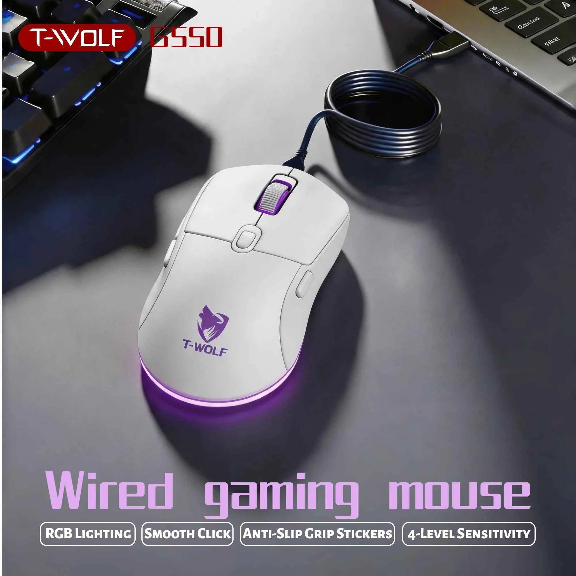 Wired Gaming Mouse RGB 6 Buttons Programmable 4 DPI Adjustable Ergonomic Gamer Mouse USB Gaming Mice with Breathing Light 1.5m Braided Cable for PC Laptop Computer Desktop E-sports Gaming Mouse Purple Optical Mouse Wired Gami
