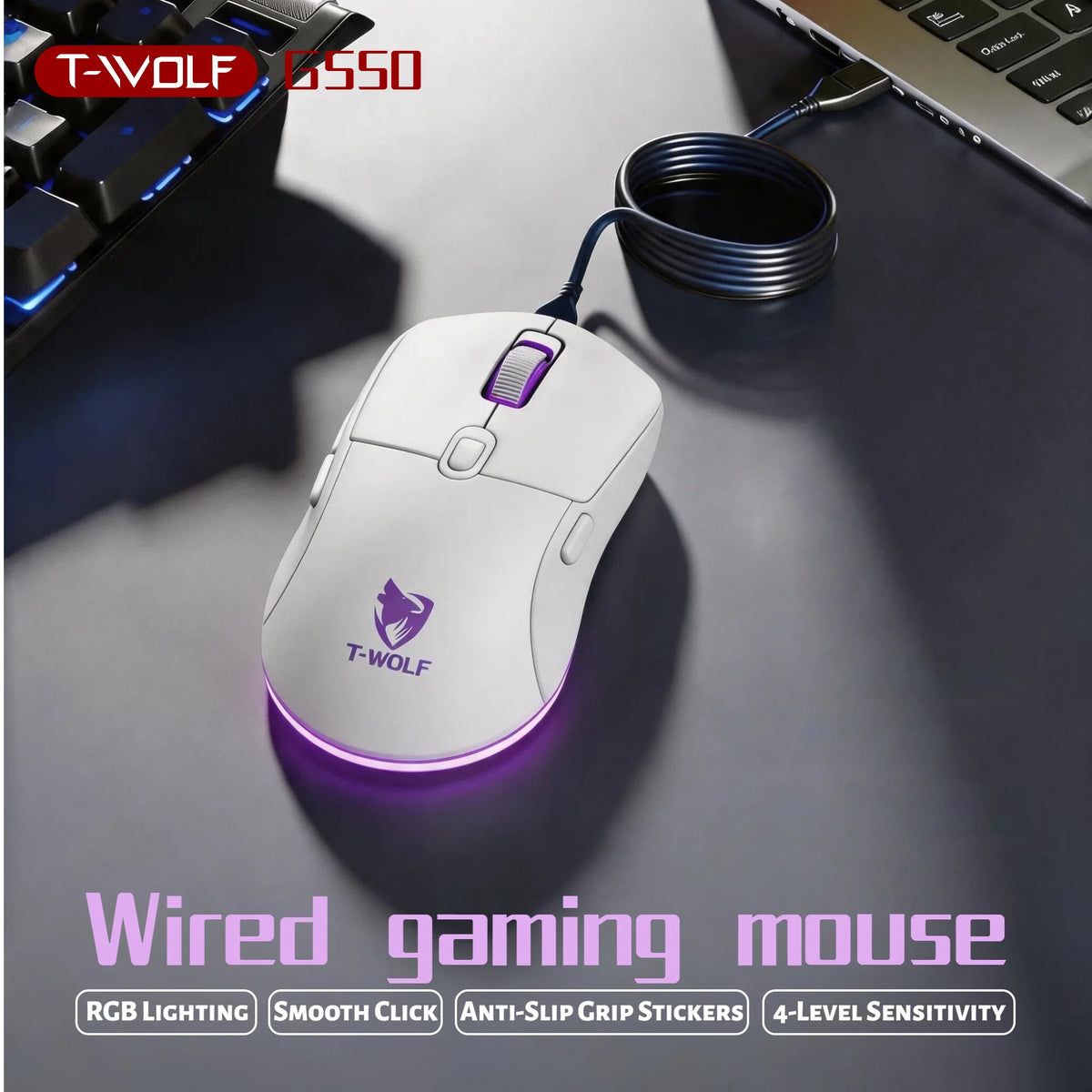 Wired Gaming Mouse RGB 6 Buttons Programmable 4 DPI Adjustable Ergonomic Gamer Mouse USB Gaming Mice with Breathing Light 1.5m Braided Cable for PC Laptop Computer Desktop E-sports Gaming Mouse Purple Optical Mouse Wired Gami
