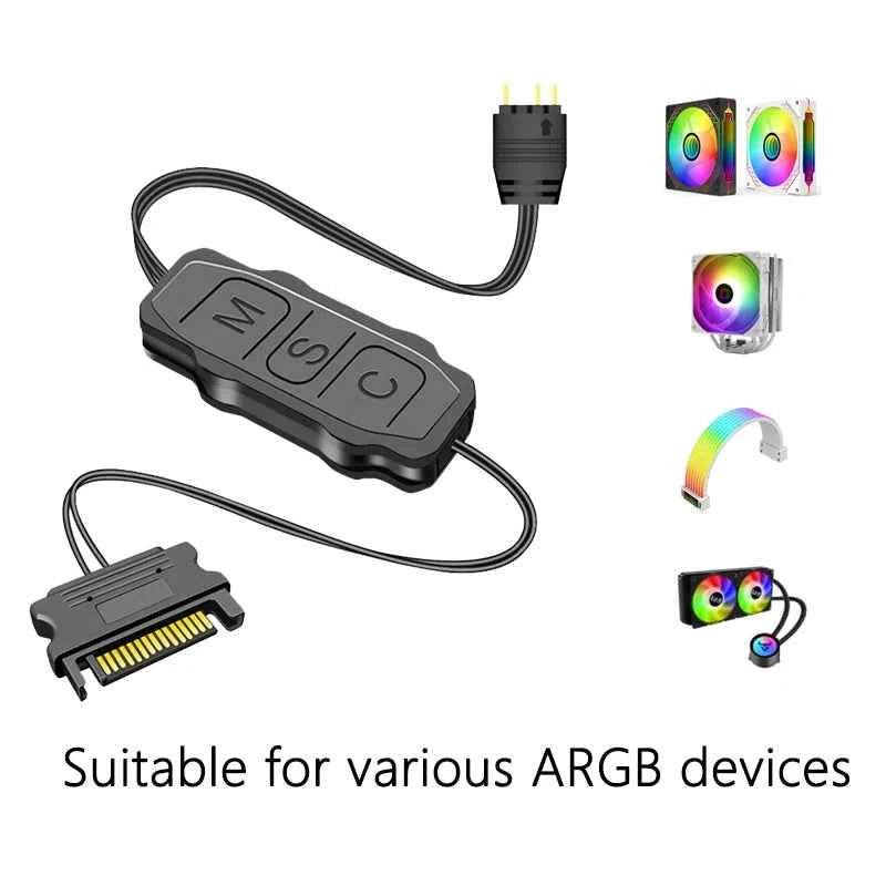 5V 3PIN ARGB Controller SATA Interface Extension Cable Adapter for PC Fans & Light Strips (Model: AX007)