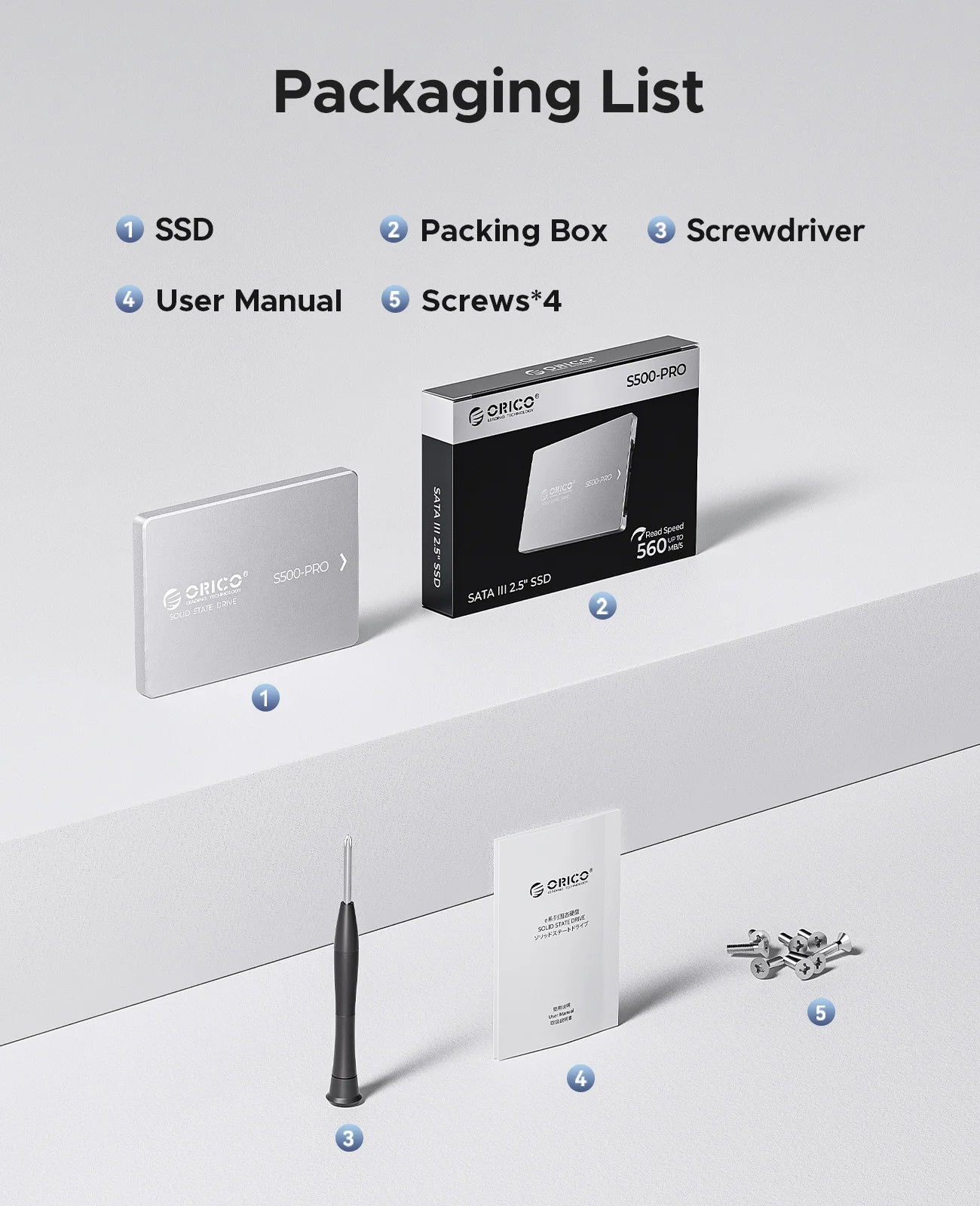 ORICO SATA III SSD 2.5” Internal Solid State Drive Aluminum NAND 1TB 4TB UP to 550MB/s for Upgrade PC Laptop Desktops S500PRO - WinSupport Tech