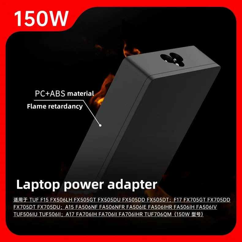 20V 7.5A 6.0*3.7MM 150W AC Adapter Charger Laptop Power Supply For ASUS TUF Gaming F15 FX506LH-HN236W ADP-150CH B G731GT GL531GT