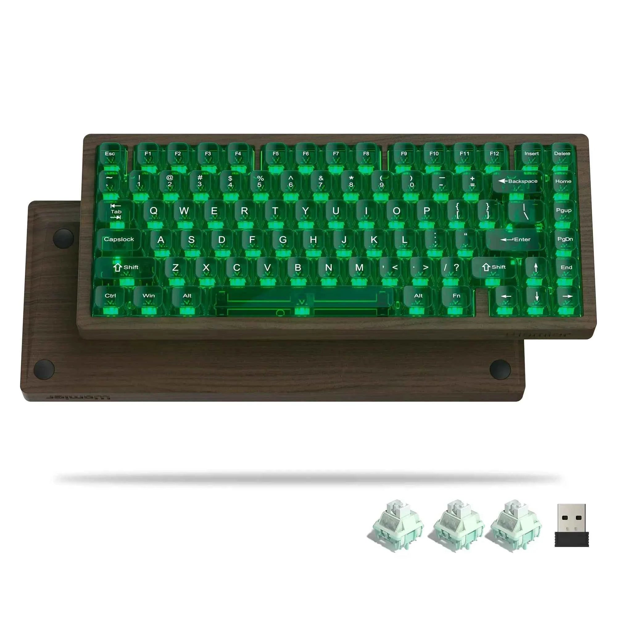 Womier WD75 QMK/VIA Wooden Gaming Keyboard 8000mAh Tri-Mode Wireless Mechanical Custom RGB Hot Swappable Keyboard