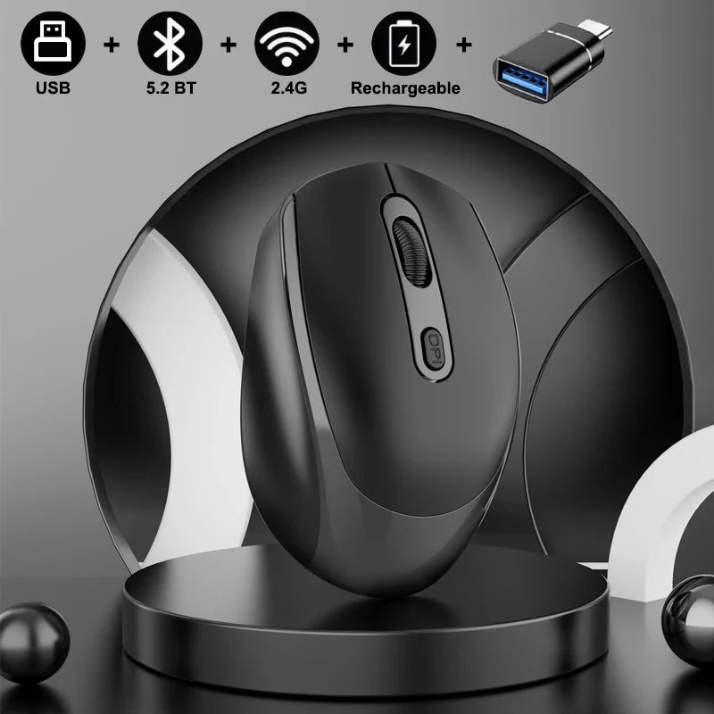 Wireless Silent Mouse Bluetooth-compatible 2.4G Dual Mode Rechargeable Optical Mouse 1600 DPI For MacBook Laptop PC Game Office
