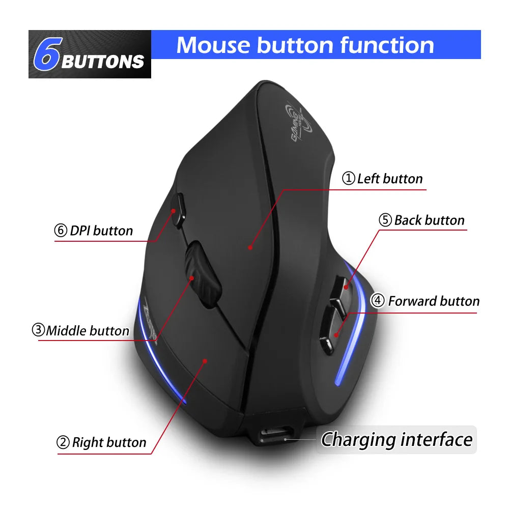 Lefon 2.4G Ergonomic Wireless Mouse Rechargeable Vertical Mouse Gaming Mice for PC Laptop MacOS Office F35C/F35B/F35 Model 버티컬 마